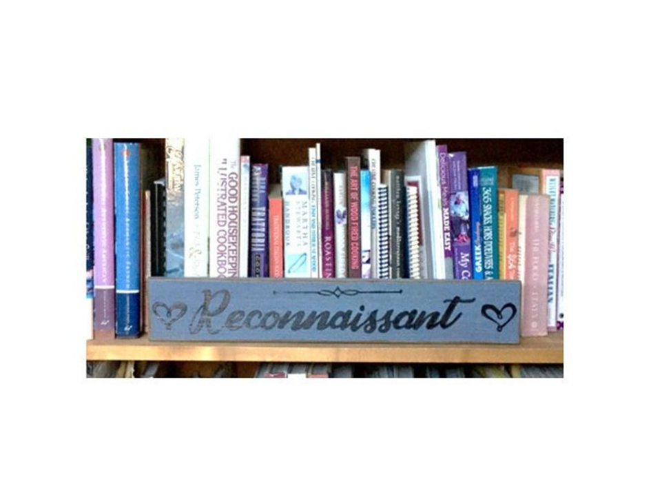 Hand Painted Shabby Chic Sign French "Reconnaissant" (Thankful